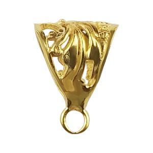 Ornamental cone-shaped pendant bail crafted in 18K Gold Overlay Over Copper, handcrafted in India for wholesale jewelry use.