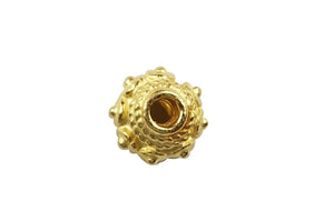 Ornate round bead cap crafted in 18K Gold Overlay Over Copper, handcrafted in India for wholesale jewelry making.
