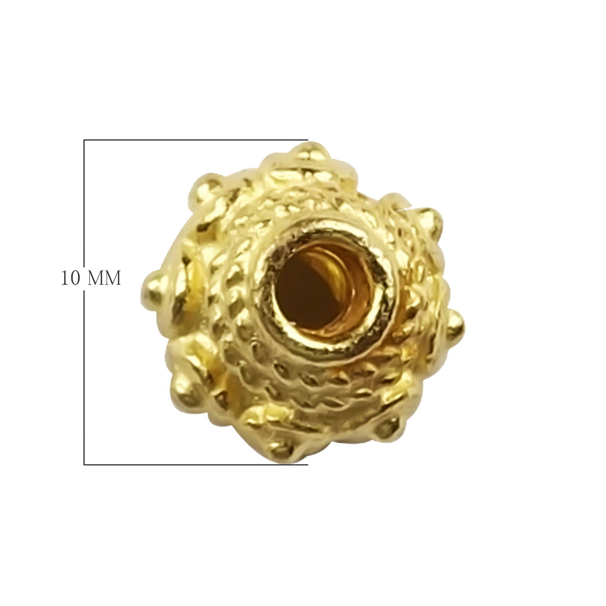 Ornate round bead cap crafted in 18K Gold Overlay Over Copper, handcrafted in India for wholesale jewelry making.