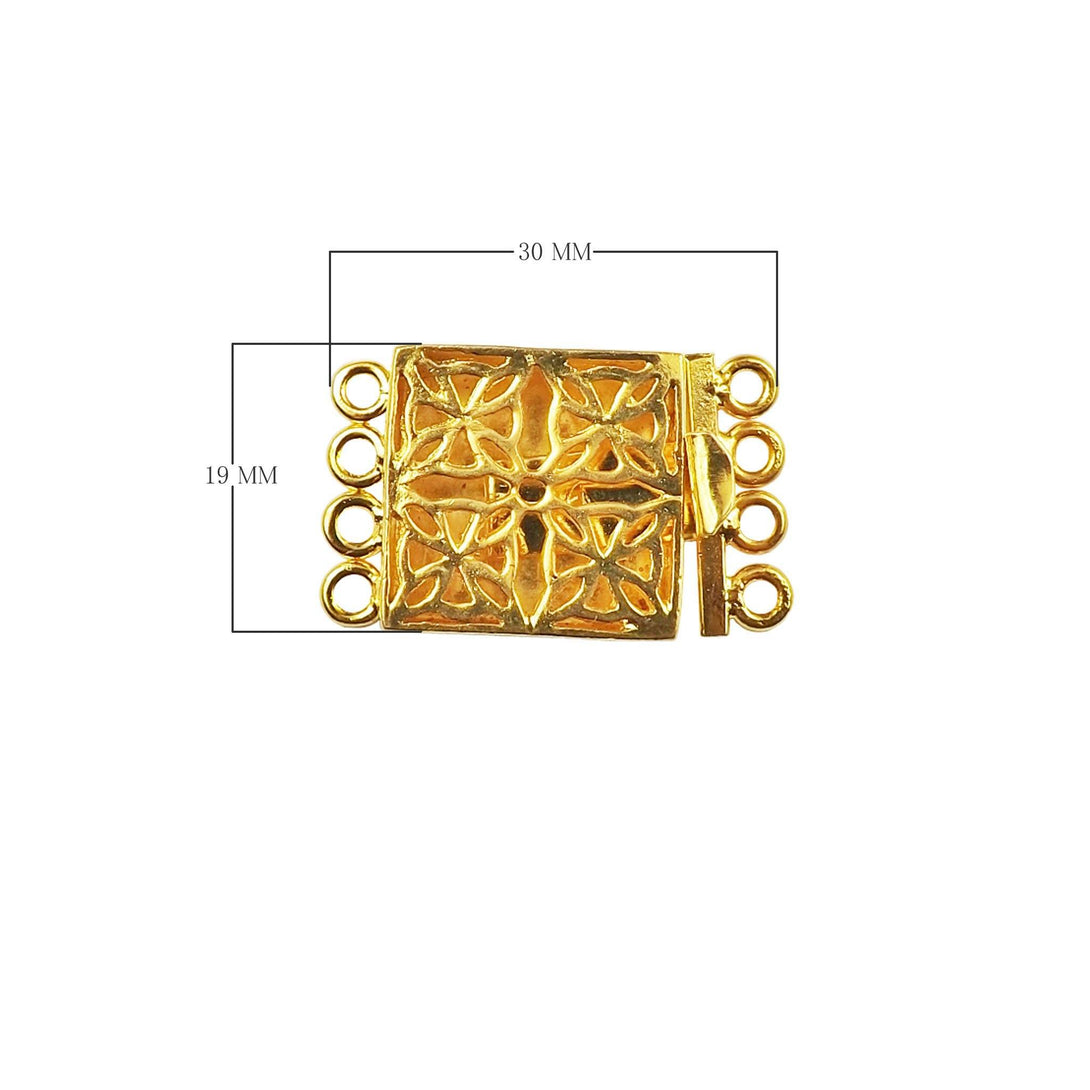 CG-249 18K Gold Overlay Multi Strand Clasp With 4 Holes Beads Bali Designs Inc 