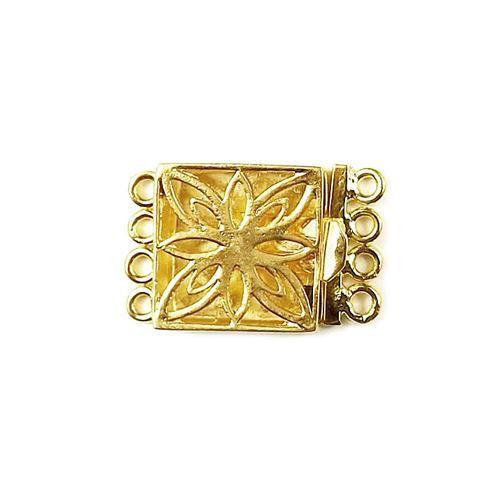 CG-250 18K Gold Overlay Multi Strand Clasp With 4 Holes Beads Bali Designs Inc 