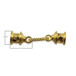 Decorative cylindrical jewelry end cap in 18K Gold Overlay Over Copper, handcrafted in India for wholesale jewelry making.
