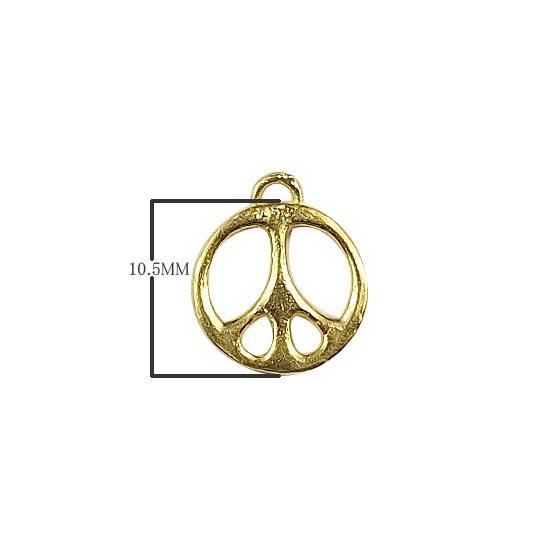 Little peace symbol charm in 18K Gold Overlay Over Copper, handcrafted in India for wholesale jewelry making.