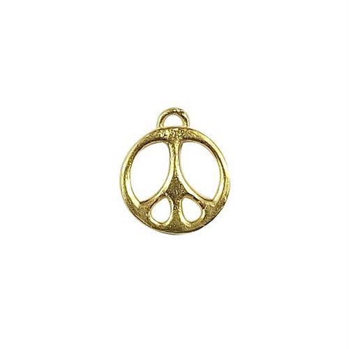 Little peace symbol charm in 18K Gold Overlay Over Copper, handcrafted in India for wholesale jewelry making.