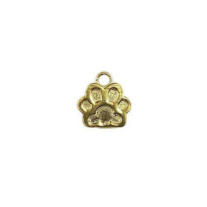 Paw print charm in 18K Gold Overlay Over Copper, handcrafted in India for wholesale jewelry making.