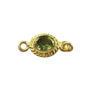 Oval connector charm with faceted center in 18K Gold Overlay Over Copper, handcrafted in India for wholesale jewelry making.
