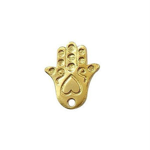 Hamsa Hand charm in 18K Gold Overlay Over Copper, handcrafted in India for wholesale jewelry making.