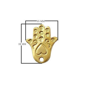 Hamsa Hand charm in 18K Gold Overlay Over Copper, handcrafted in India for wholesale jewelry making.