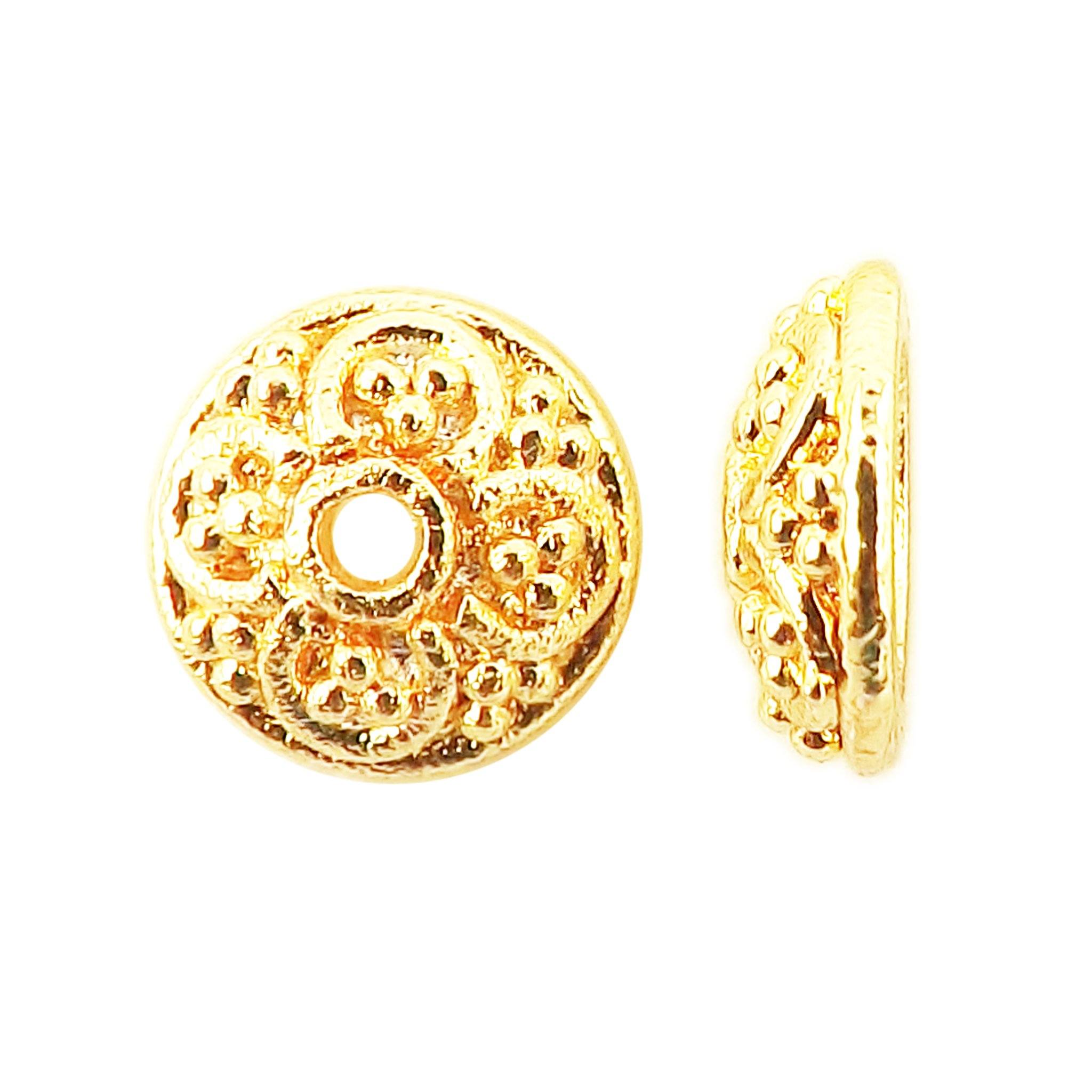 18K Gold Overlay Over Copper floral Bead Cap handcrafted in India for wholesale jewelry making