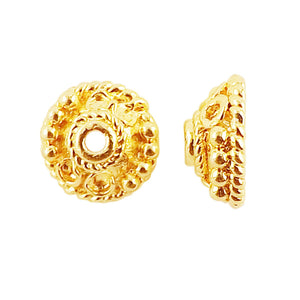Handcrafted floral bead cap spacer with 18K Gold Overlay Over Copper, high-polish finish, made in India for wholesale jewelry making.