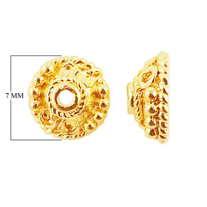 Handcrafted floral bead cap spacer with 18K Gold Overlay Over Copper, high-polish finish, made in India for wholesale jewelry making.