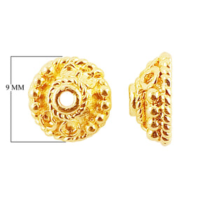 CG-281-9MM 18K Gold Overlay Bead Cap Beads Bali Designs Inc 