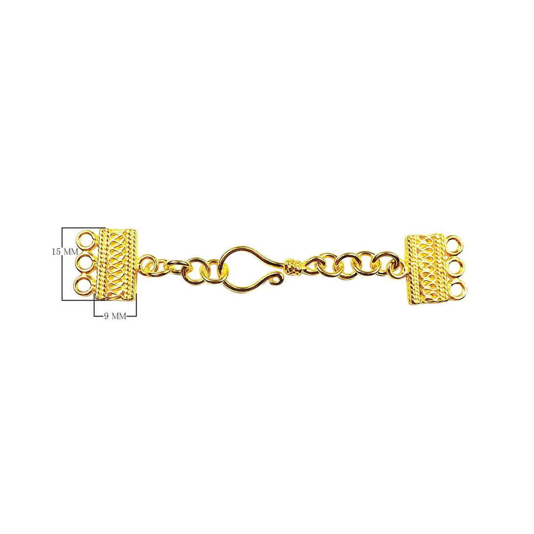 CG-289-3H 18K Gold Overlay Multi Strand Clasp With 3 Holes Beads Bali Designs Inc 