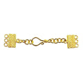 Handcrafted multi strand clasp with 3 holes, hook closure, and chain extender, 18K Gold Overlay Over Copper, made in India for wholesale jewelry making.