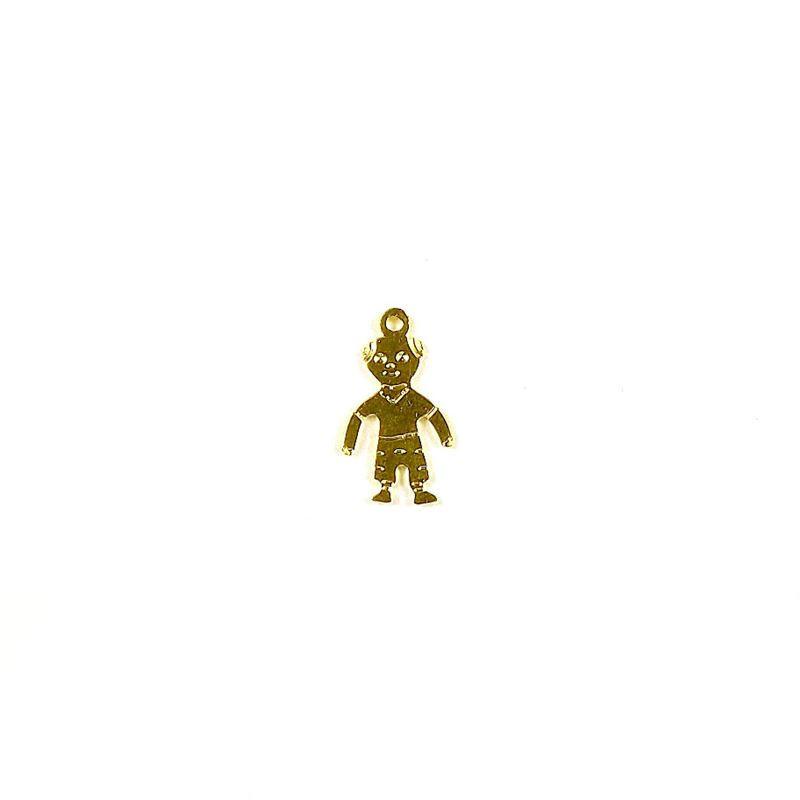 Handcrafted human figurine charm pendant with 18K Gold Overlay Over Copper, made in India for wholesale jewelry making.