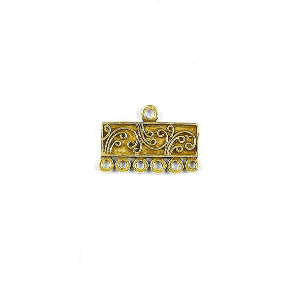 CG-294-6H 18K Gold Overlay Connector With 6 Holes Beads Bali Designs Inc 