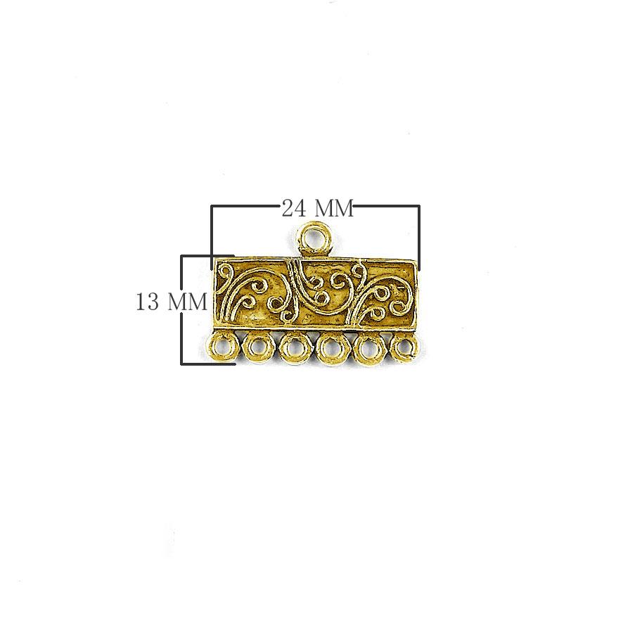 CG-294-6H 18K Gold Overlay Connector With 6 Holes Beads Bali Designs Inc 