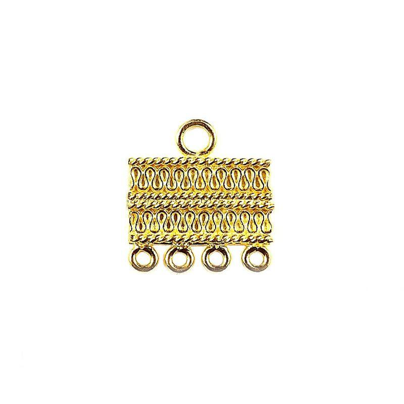 CG-295-4H 18K Gold Overlay Connector With 4 Holes Beads Bali Designs Inc 