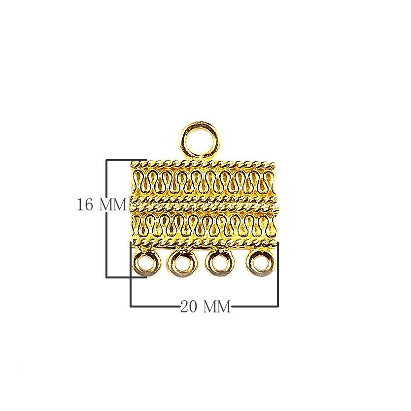 CG-295-4H 18K Gold Overlay Connector With 4 Holes Beads Bali Designs Inc 