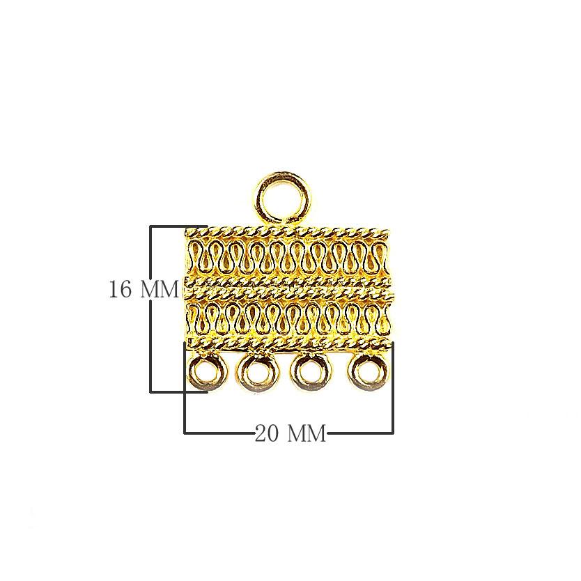 CG-295-4H 18K Gold Overlay Connector With 4 Holes Beads Bali Designs Inc 