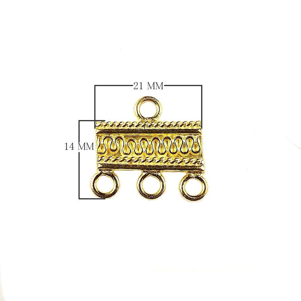 CG-296-3H 18K Gold Overlay Connector With 3 Holes Beads Bali Designs Inc 