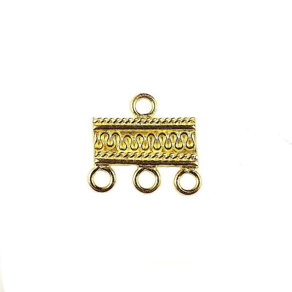 CG-296-3H 18K Gold Overlay Connector With 3 Holes Beads Bali Designs Inc 