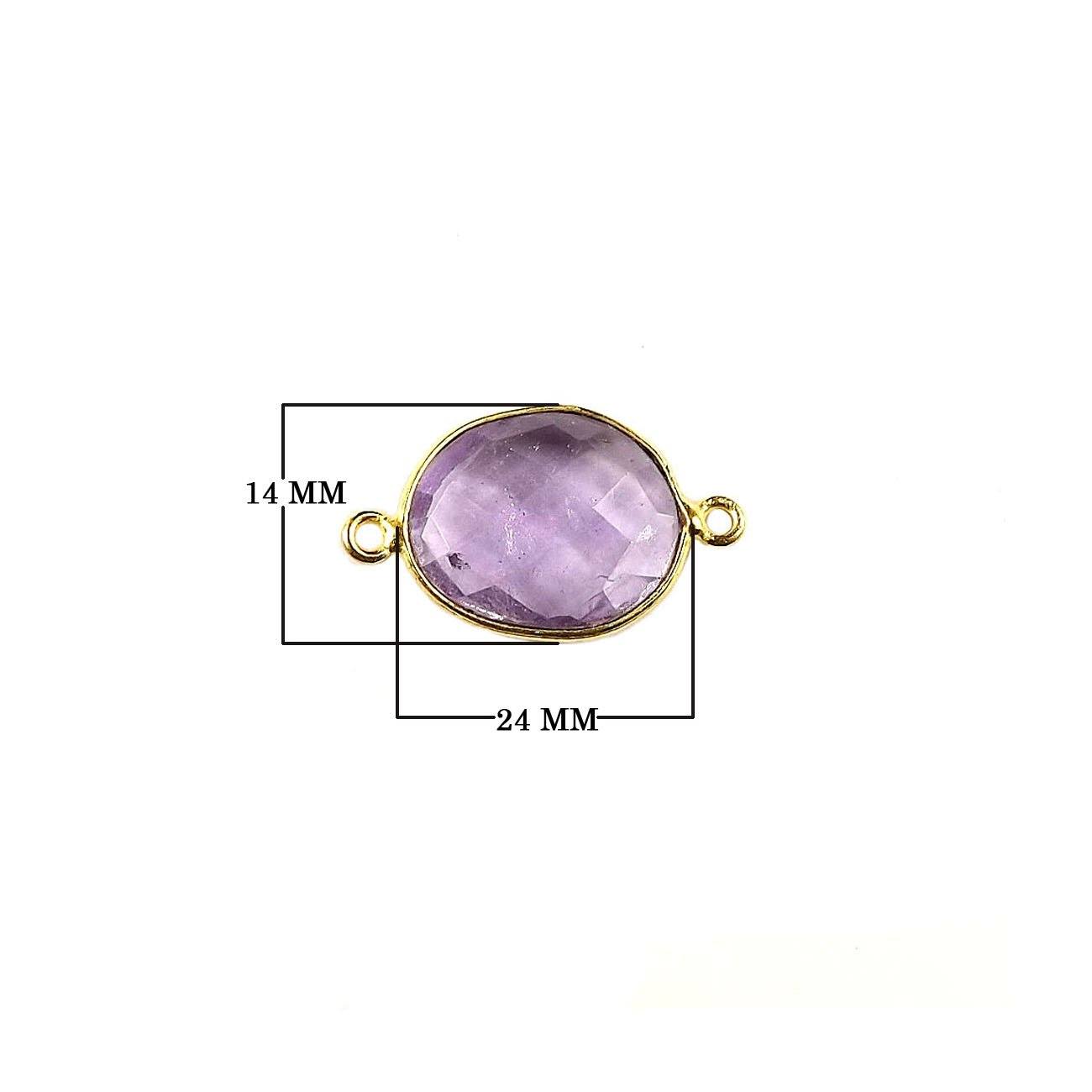 Handcrafted oval faceted stone connector with side loops, 18K Gold Overlay Over Copper, made in India for wholesale jewelry making.