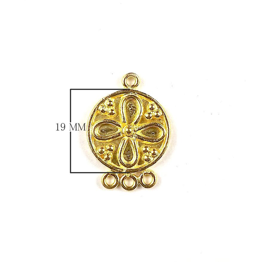 CG-298 18K Gold Overlay Connector With 3 Holes Beads Bali Designs Inc 