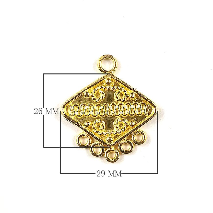 CG-300 18K Gold Overlay Connector With 5 Holes Beads Bali Designs Inc 
