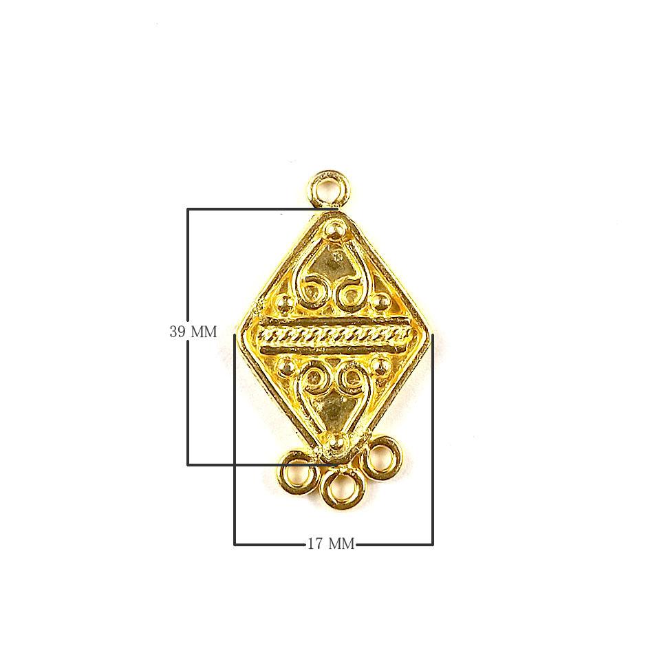 CG-301 18K Gold Overlay Connector With 3 Holes Beads Bali Designs Inc 