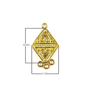 CG-301 18K Gold Overlay Connector With 3 Holes Beads Bali Designs Inc 