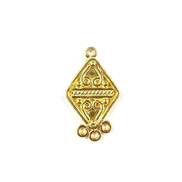CG-301 18K Gold Overlay Connector With 3 Holes Beads Bali Designs Inc 