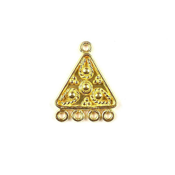 CG-302 18K Gold Overlay Connector With 4 Holes Beads Bali Designs Inc 