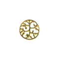 Handcrafted round cutwork ornamental connector, 18K Gold Overlay Over Copper, made in India for wholesale jewelry making.
