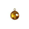 18K Gold Overlay Over Copper handcrafted round faceted Citrine charm from India for wholesale jewelry making