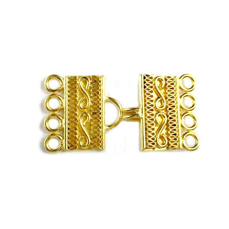 CG-313 18K Gold Overlay Multi Strand Clasp With 4 Holes Beads Bali Designs Inc 