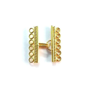 18K Gold Overlay Over Copper handcrafted multi strand clasp with 6 holes from India for wholesale jewelry making