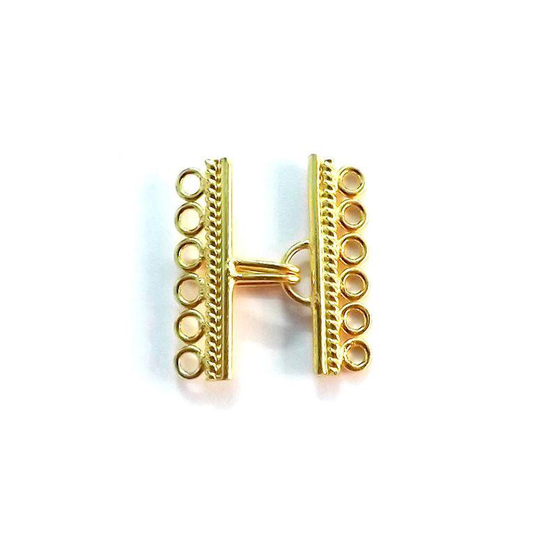 18K Gold Overlay Over Copper handcrafted multi strand clasp with 6 holes from India for wholesale jewelry making