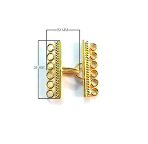 18K Gold Overlay Over Copper handcrafted multi strand clasp with 6 holes from India for wholesale jewelry making