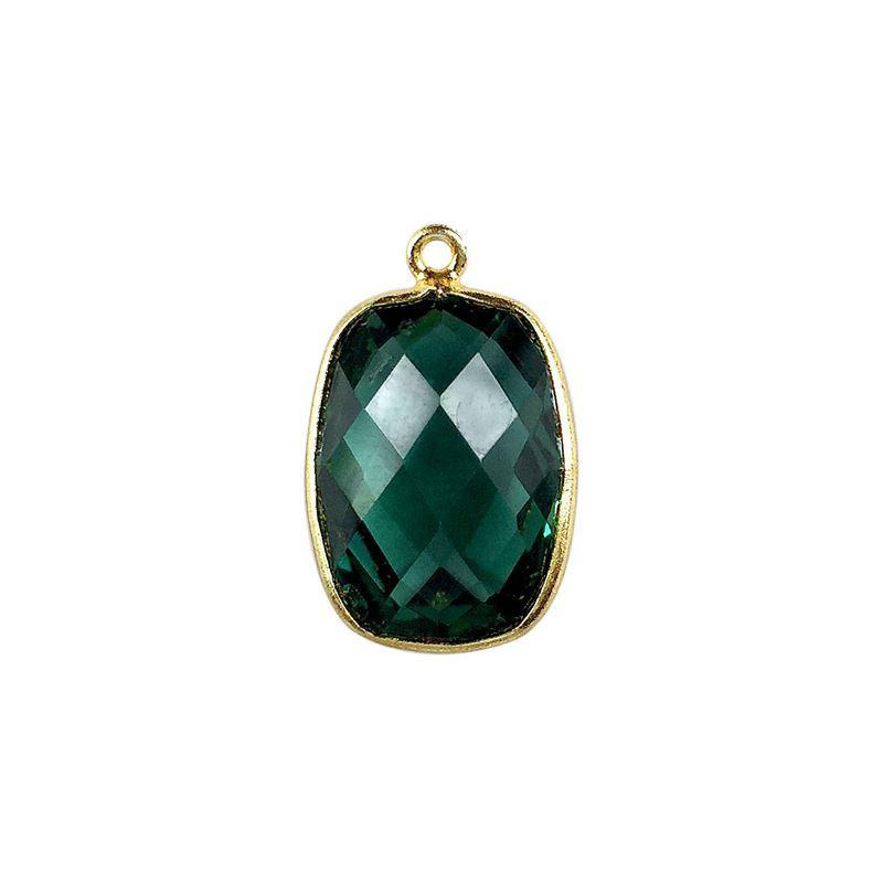 18K Gold Overlay Over Copper handcrafted Green Quartz connector from India for wholesale jewelry making