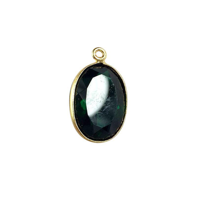 18K Gold Overlay Over Copper handcrafted oval Green Quartz connector from India for wholesale jewelry making