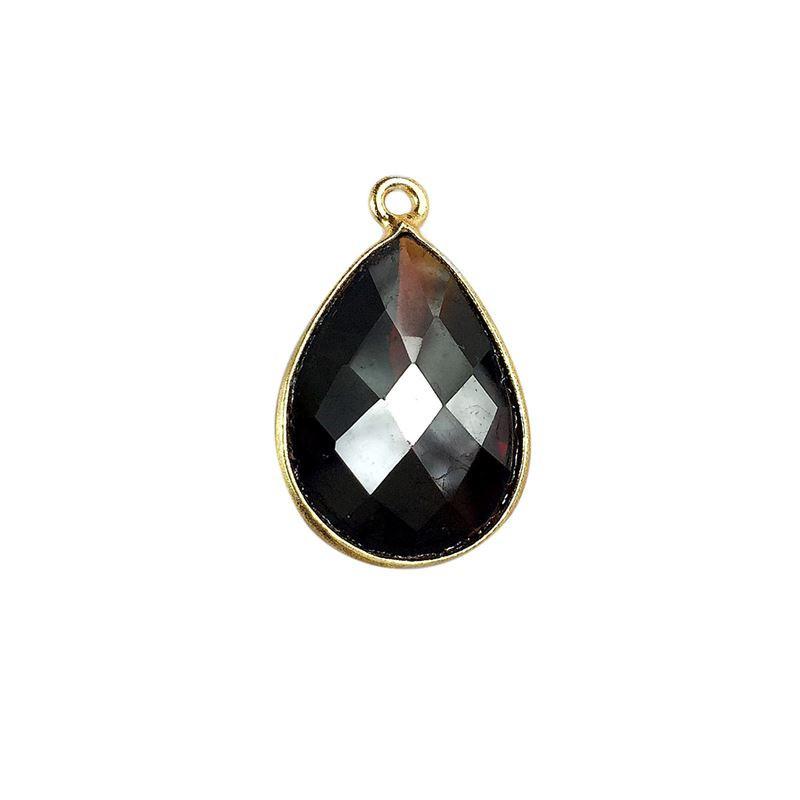 18K Gold Overlay Over Copper handcrafted pear shape Garnet connector from India for wholesale jewelry making