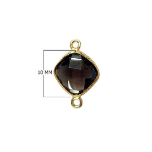18K Gold Overlay Over Copper handcrafted cushion shape Smoky Quartz connector from India for wholesale jewelry making