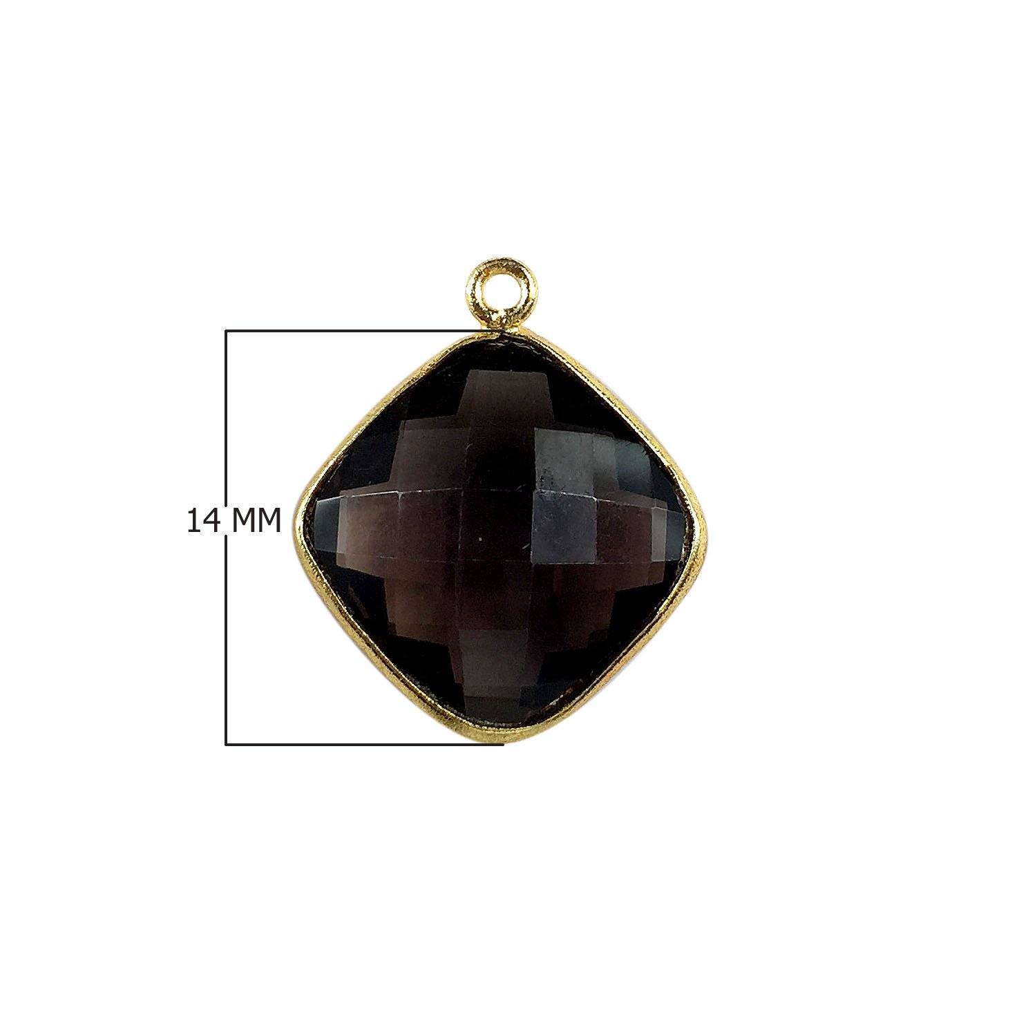 18K Gold Overlay Over Copper handcrafted cushion shape Smoky Quartz connector from India for wholesale jewelry making