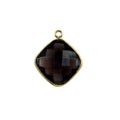 18K Gold Overlay Over Copper handcrafted cushion shape Smoky Quartz connector from India for wholesale jewelry making