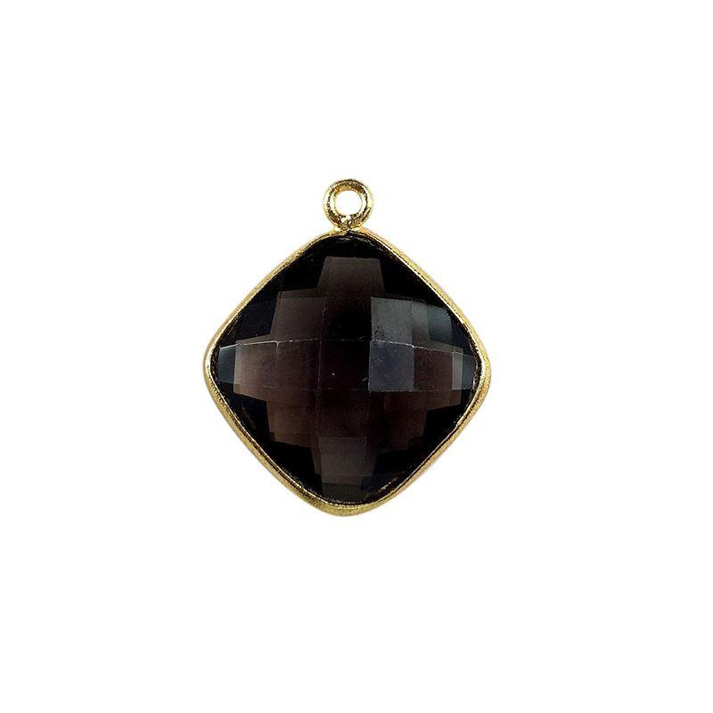 18K Gold Overlay Over Copper handcrafted cushion shape Smoky Quartz connector from India for wholesale jewelry making