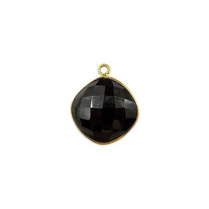 18K Gold Overlay Over Copper handcrafted cushion shape Black Onyx connector from India for wholesale jewelry making