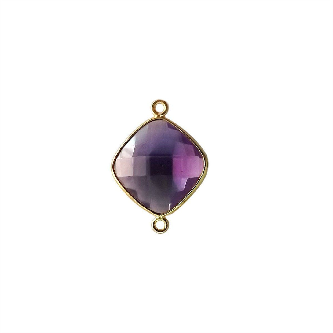 CG-323-AM 18K Gold Overlay Stone Connector With Amethyst Beads Bali Designs Inc 