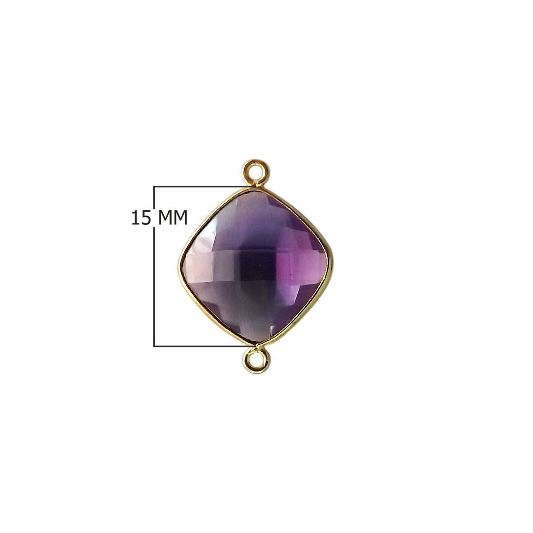 CG-323-AM 18K Gold Overlay Stone Connector With Amethyst Beads Bali Designs Inc 