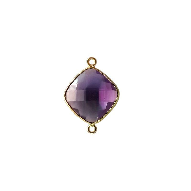 CG-323-AM-D 18K Gold Overlay Stone Connector With Amethyst Beads Bali Designs Inc 